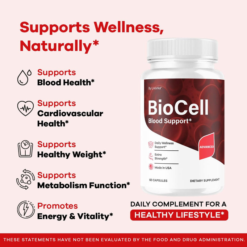 Bio Cell Capsules - Official BioCell Blood Health Support Pills Advanced Formula Supplement, All Natural Bio Cell Vitamins for Overall Health & Wellness Reviews, 60 Capsules for 1 Month