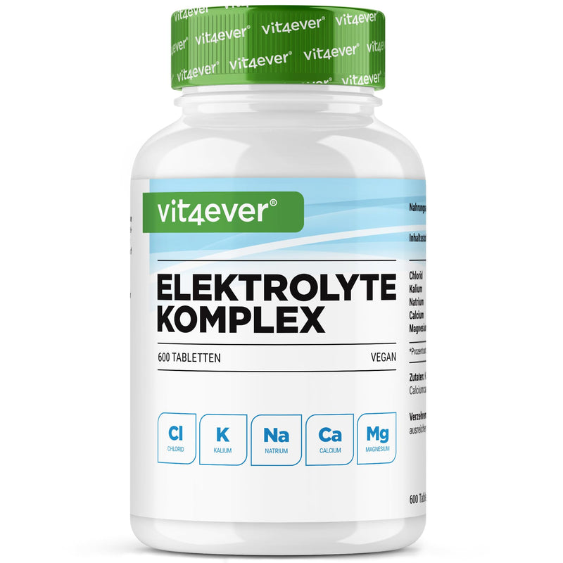 [Australia] - Electrolytes - 600 tablets with magnesium, calcium, potassium, sodium & chloride - electrolyte balance & muscle function - keto diet - vegan 600 pieces 