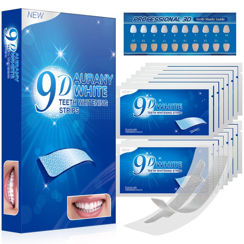 [Australia] - 9D Sensitive Teeth Whitening Strips- Professional Enamel-Safe Formula, Fast Stain Removal for Coffee Drinkers & Smokers, Sensitivity-Free Whitening Kit-14Pairs (28Strips) 1 Count (Pack of 14) 