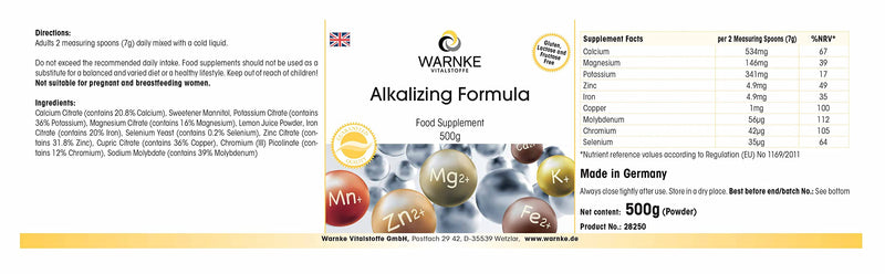 [Australia] - Base powder 500g - with 9 minerals and trace elements, acid-base balance, vegan | Warnke vital substances - German pharmacy quality 