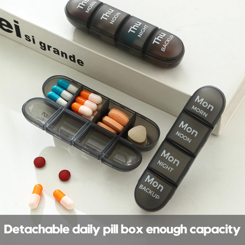 Pill Organizer 3 Times a Day - Pill Box 7 Day, Large Weekly Medicine Pill Organizer for Travel with Removable Individual Containers, Ideal for Vitamins, Supplements, Medicine (Black, 21 Slot) Black 21 Count (Pack of 1)