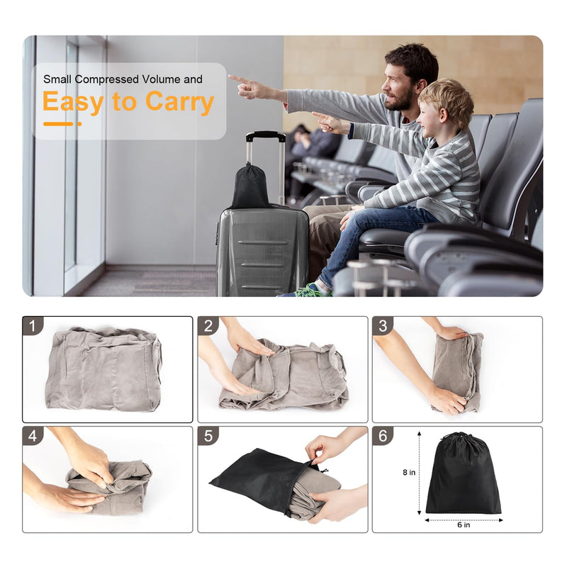 [Australia] - Inflatable Travel Foot Rest Pillow, Kids Airplane Bed, Adjustable Height Leg Pillow for Air Travel, Make a Flat Bed for Kids and Toddlers, Great for Airplane, Train, car（Grey, 1 Pack） Grey 