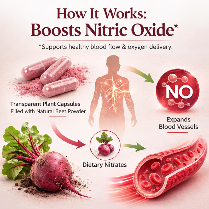 Beetroot, Beet Root Capsules 1300mg Nitric Oxide Booster with Beetroot Extract, Vitamin C & Black Pepper, High Nitrate Vegan Supplement, 60 Count 60 Count (Pack of 1)