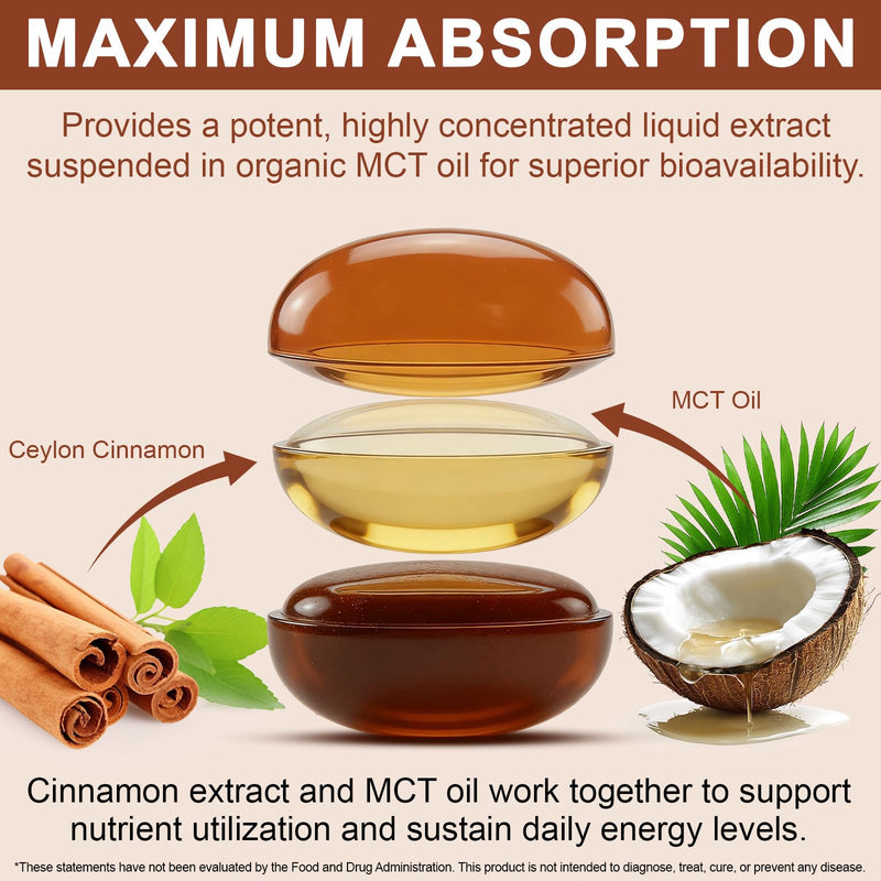Ceylon Cinnamon SoftGels with MCT Oil, 600mg Cinnamomum Verum Extract for Metabolism Support & Digestive Comfort,Gentle Daily Wellness Support – Non-GMO & Gluten Free - 300 Vegan