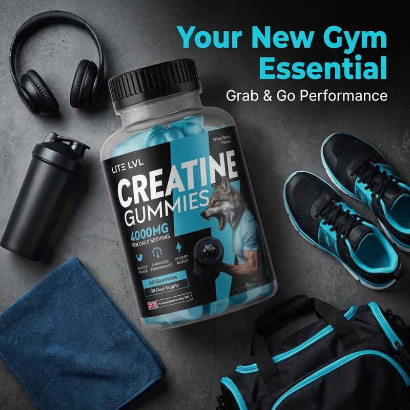 Creatine Gummies 4000mg | 120 Mixed Berry Flavoured Gummies | Creatine Monohydrate Supplement for Muscle Strength & Performance | Vegan-Friendly | 60 Days Supply 1 count (Pack of 120)
