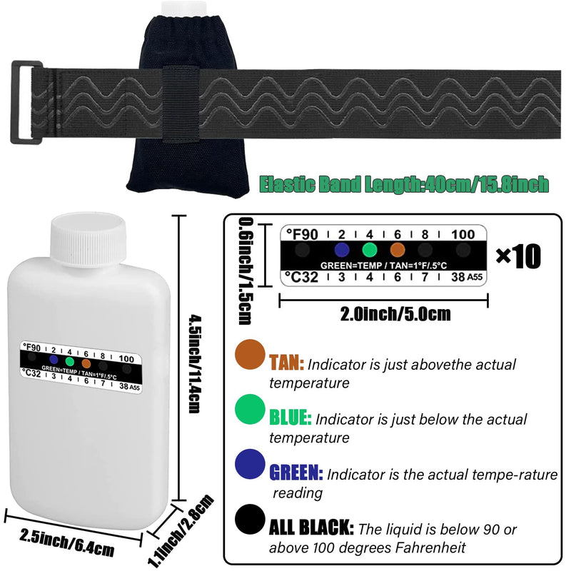 [Australia] - 14 Pcs Urine Test Complete Kit,Includes 2 Empty Bottles,10 Adhesive Temperature Test Strip,Hidden Leg Strap Oxford Pouch,Temperature Test Urine Strip Sticker,Portable Travel Urine Test Bottle 