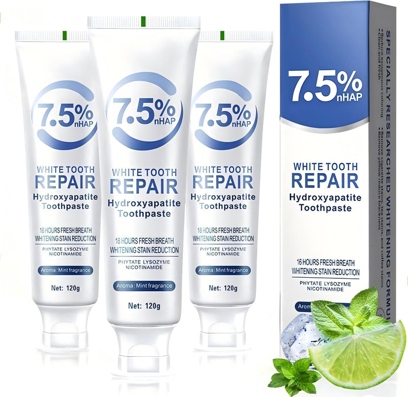 [Australia] - 7.5% Hydroxyapatite Toothpastes for Enamel Protection & Tooth Strengthening, 7.5% Hydroxyapatite Toothpaste White Tooth Repair, Fluoride-Free Formula with Gentle Mint, Fresh Breath (3) 3 