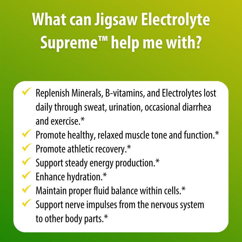 Jigsaw Health Electrolyte Supreme | Broad Spectrum of Electrolytes + Trace Minerals | Lemon-Lime Flavor | 60 Servings (Packets)