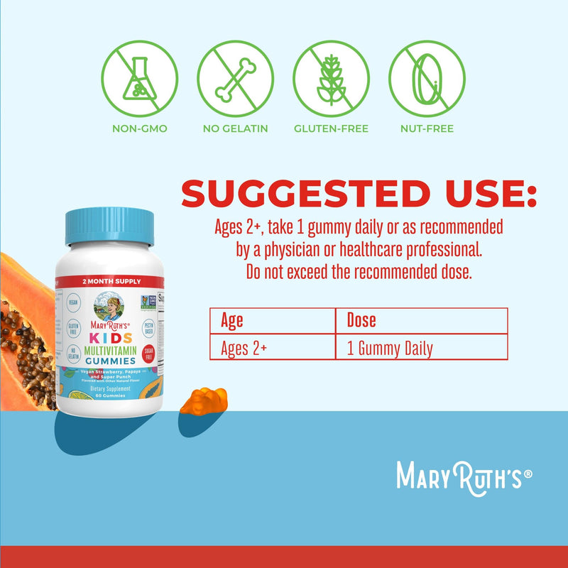 MaryRuth Organics Multivitamin (Strawberry) and Magnesium Calm Gummies (Hibiscus) for Kids | Clean Label Project Verified® | Vitamins for Overall Wellness and Sleep| Vegan, Non-GMO, Gluten Free