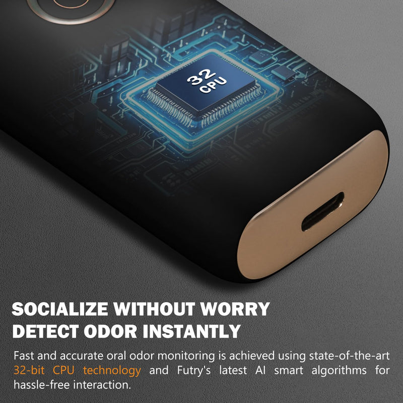 [Australia] - Smart Bad Breath Tester - Hygienic pop-up Probe, Portable Bad Breath Tester with SGS lab-Grade Accuracy MEMS Sensor, 4 Levels of Odour Analysis and Intelligent Social Distance Guidance White 