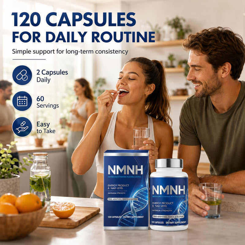 NMNH Supplement, 120 Capsules, 1000mg Ultra Strength NMNH for Cellular Energy Support and Healthy Aging, Non GMO Gluten Free, 2 Month Supply
