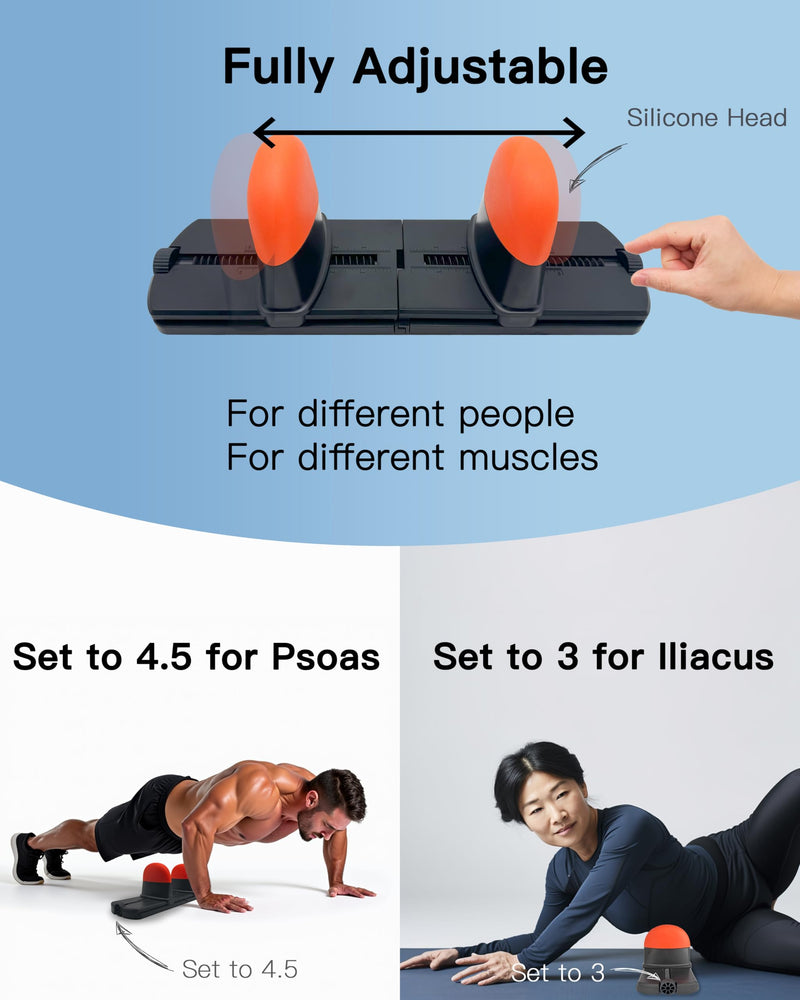 [Australia] - Psoas Muscle Release and Deep Tissue Adjustable Massage Tool for Back, QL, Hip Flexor, Hamstring, Glute, Iliacus, and Neck Pain - Trigger Point and Myofascial Release Tool 