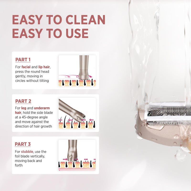 [Australia] - Electric Foil Razor Rechargeable for Women: Hair Removal for Women Face Legs Underarms Bikini Use 