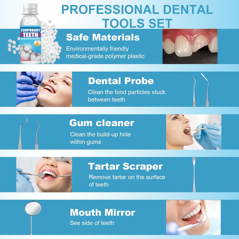 [Australia] - Tooth Repair kit with 4 Dental Tools, temporary teeth replacement kit, Dental Care Kit Fixing Broken Teeth, Save Smile Cause Bad Teeth and Smile Confidently Again 4.2 Ounce 
