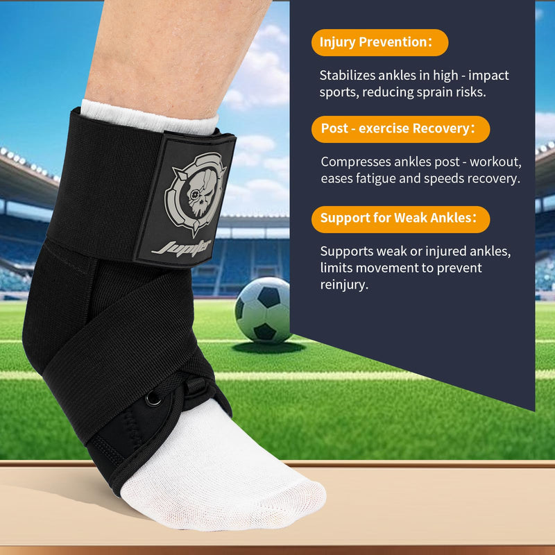 Jupiter Ankle Brace for Sprained Ankles for Women & Men, Made of Neoprene with Dual Springs, for Injury Recover, Running, Basketball and Cycling(Black L 14‘’-16‘’) Large black