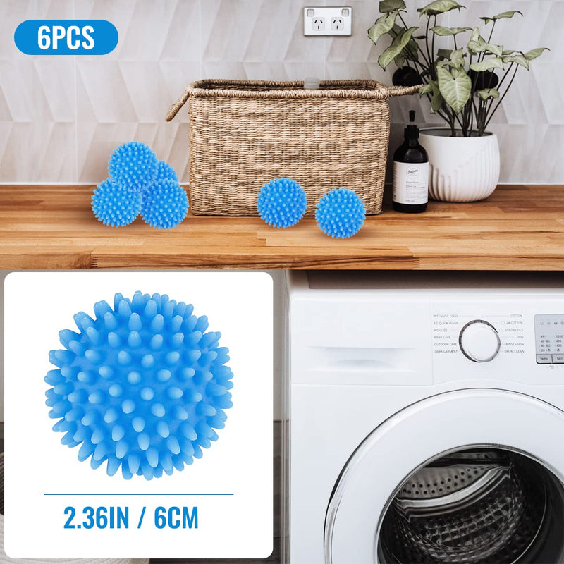 [Australia] - 6 Pcs Dryer Balls, 2.5 in Reusable Laundry Soften and Fluff Laundry Washing Balls (Blue) Blue 