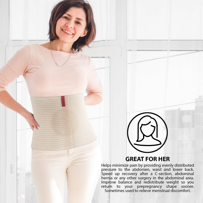 ORTONYX Premium Umbilical Hernia Belt for Men and Women / 10.25" Abdominal Binder With Hernia Support Pad - Navel Ventral Epigastric Incisional and Belly Button Hernias - Beige OX5241-10-S/M S/M (up to 32")