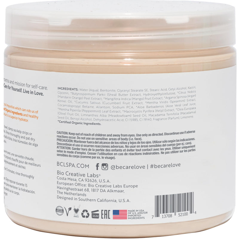 [Australia] - BCL SPA Organic Mandarin and Mango moisture mask for hands, foot mask, and body mask skin care spa treatment, home or professional use with argan oil, olive oil, aloe vera, cucumber, and kelp 16 fl oz Mandarin Mango 16 Fl Oz (Pack of 1) 