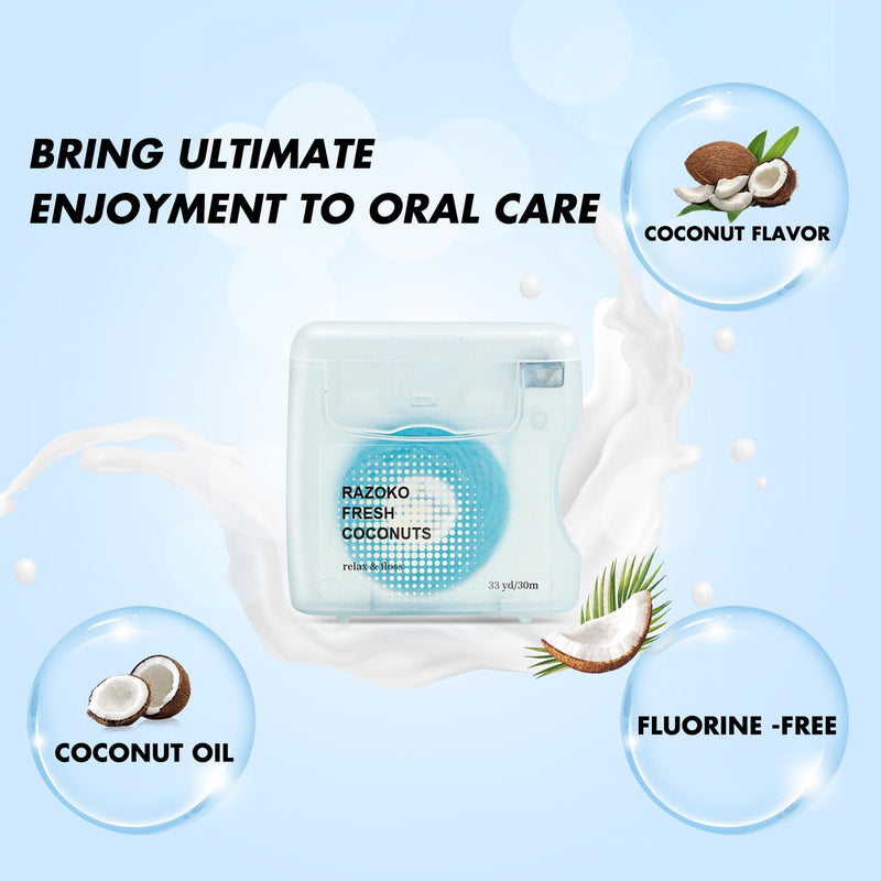 [Australia] - Coconut Oil Infused Woven Dental Floss Vegan Cruelty Free Coconut 6 Month Supply (33 Yards x 1 Unit) 