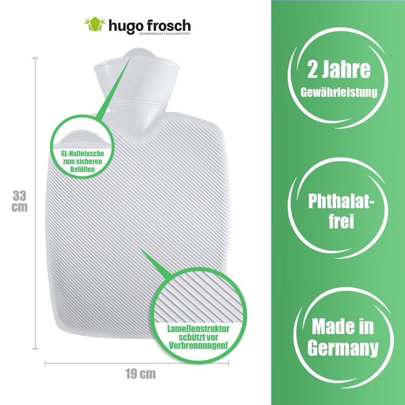 [Australia] - Hugo Frosch hot water bottle classic 1.8 l with fleece cover "feel good" bear gray 