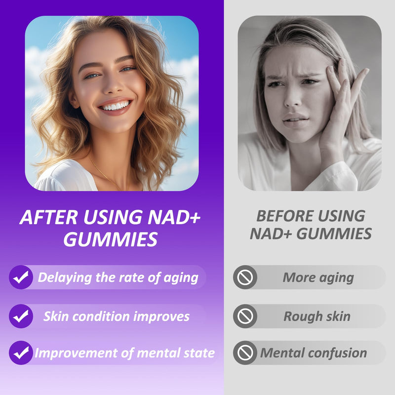 NAD Gummies with Nicotinamide Riboside, NAD+ Supplement for Women & Men with Trans-Resveratrol, Fisetin, Vitamin B2, B5, B6, Anti-Aging, Cell Regeneration & Energy, Sugar-Free, 60 Gummies 60 Gummies (Pack of 1)