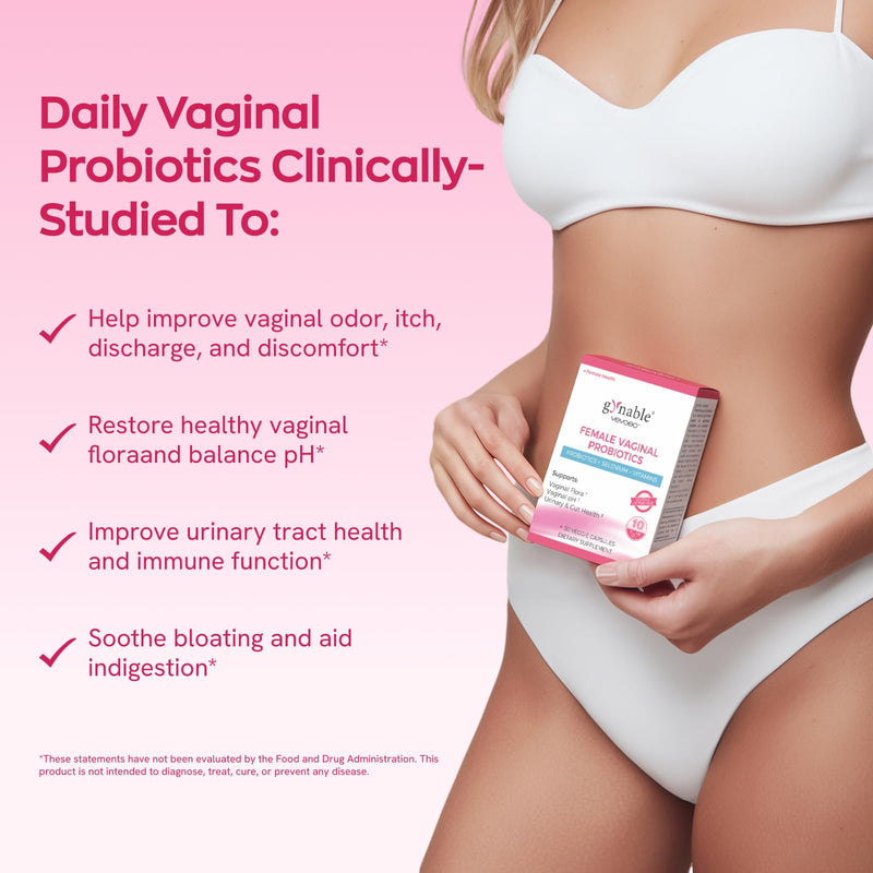 Gynable Vaginal Probiotics for Women Odor & Itch Support, pH Balance | Female Probiotics,10 Billion CFU Lactobacillus Probiotics Blend,Selenium,Vitamin C/E/D3 Promote Immune Health,60 Count 2