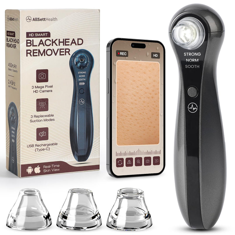 Blackhead Remover Vacuum with Camera Pore Vacuum, Black Head Extractions and Pore Cleaner, 3 Adjustment Modes & 3 Suction Heads