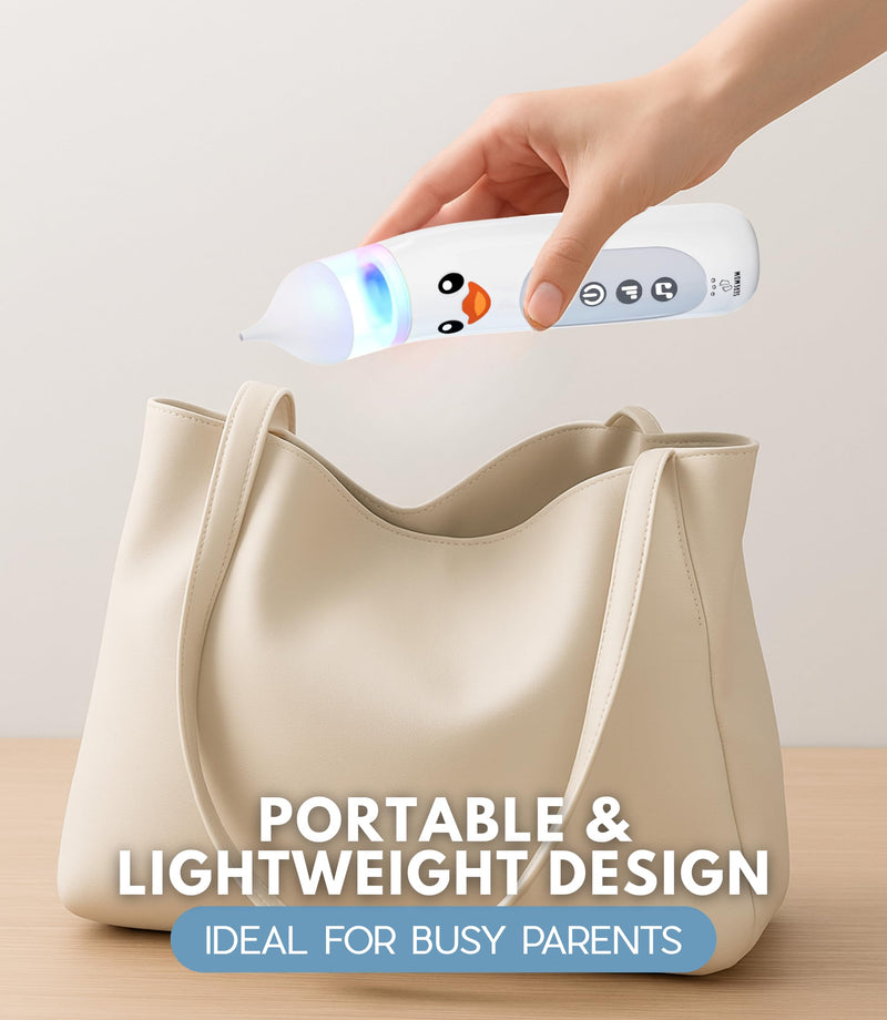 [Australia] - Nasal Aspirator for Baby Electric Nose Cleaner and Booger Sucker with LED Light and Music, Gentle Suction for Stuffy Nose, 5 Levels, USB-C Rechargeable, BPA-Free Silicone Tips, Easy to Clean 