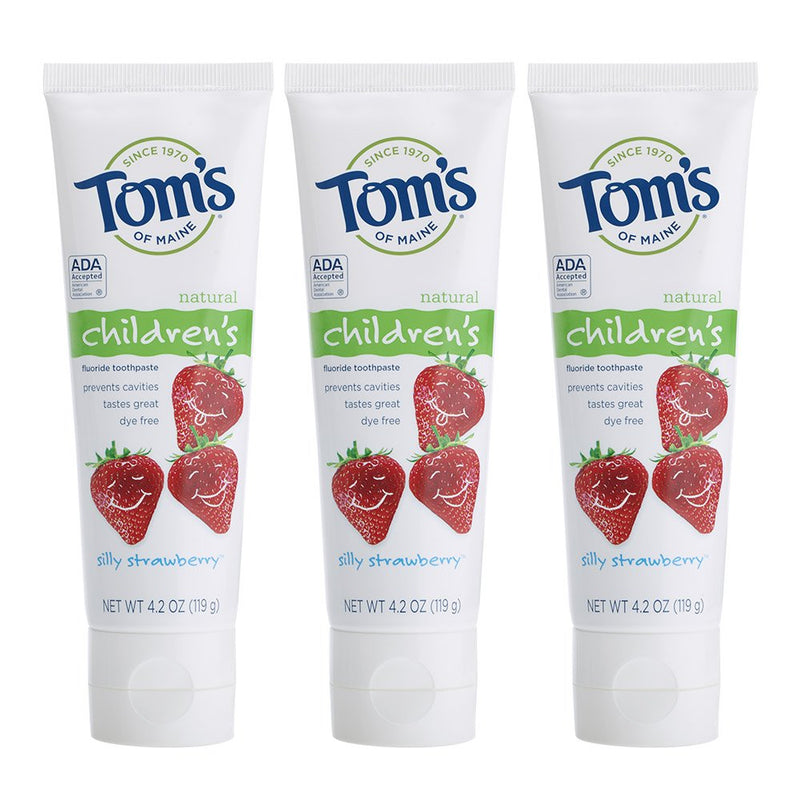 [Australia] - Tom's of Maine Anticavity Fluoride Children's Toothpaste, Kids Toothpaste, Natural Toothpaste, Silly Strawberry, 4.2 Ounce , 3 Count (Pack of 1) 12.6 Ounce (Pack of 1) 
