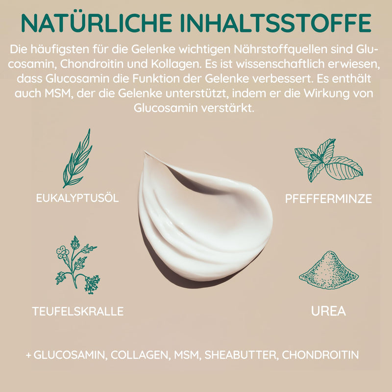 [Australia] - Herbiovit Glucosamine MSM Cream 250ml for joints and muscle pain | Supports regeneration with devil's claw collagen eucalyptus oil & peppermint | vegan | quickly absorbed | cooling 