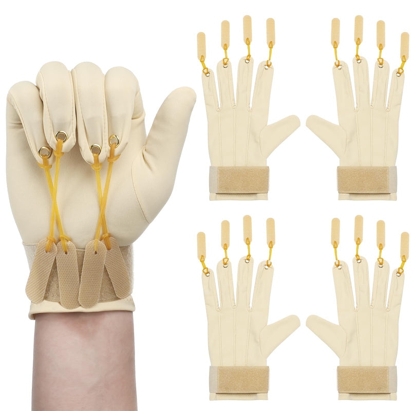 [Australia] - Panitay 2 Pair Traction Exercise Glove Hand Finger Strengthening Thumb Flexion Physical Therapy Glove for Increasing Strength Brown X/ XL 
