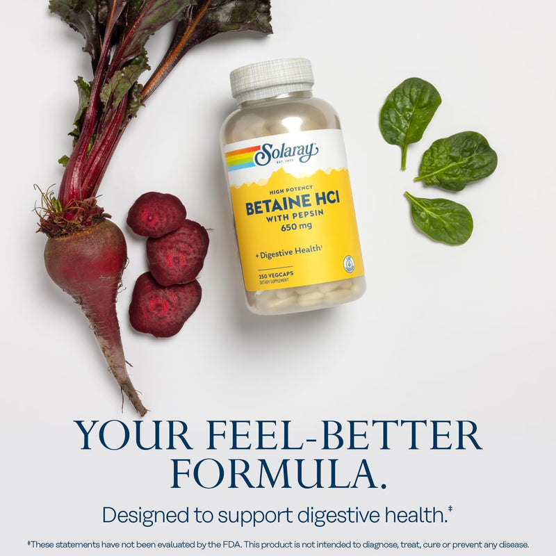 [Australia] - Solaray HCl w/Pepsin High Potency 650mg Caps 250 