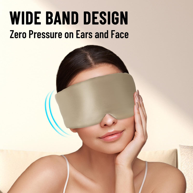 [Australia] - 100% Mulberry Silk Sleep Mask, Large Eye Cover for Sleeping, Comfortable and Pressure-Free Sleeping Masks for Women Men, Completely Blackout (Taupe) Taupe 