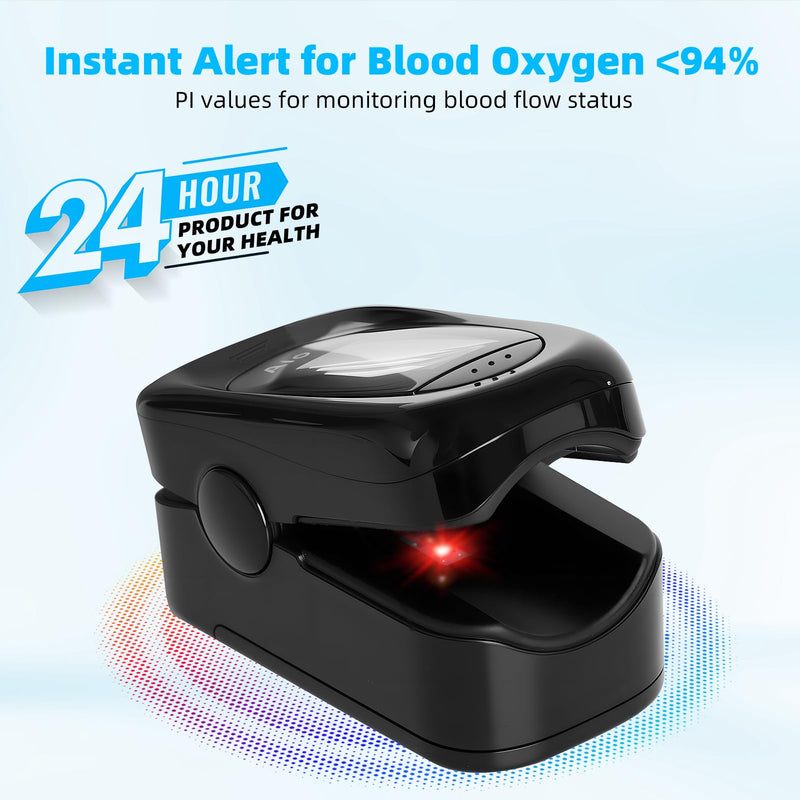 [Australia] - Oxygen Meter Finger Pulse Oximeter, Pulse OX, Pulse Oximeter with Pulse Monitor, SpO2 Reading Home Outdoor Sports (Black) black 