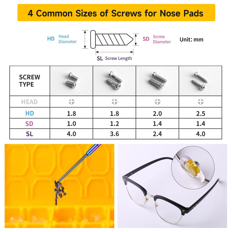 [Australia] - Eyeglass Nose Pads, 24 Pairs of Screw-in Glasses Nose Pads, Upgraded Magnetic Eyeglass Repair Kit with Precision Precision Screwdriver Set, Screws, Tweezer for Travel, Birthday Gift, Christmas 