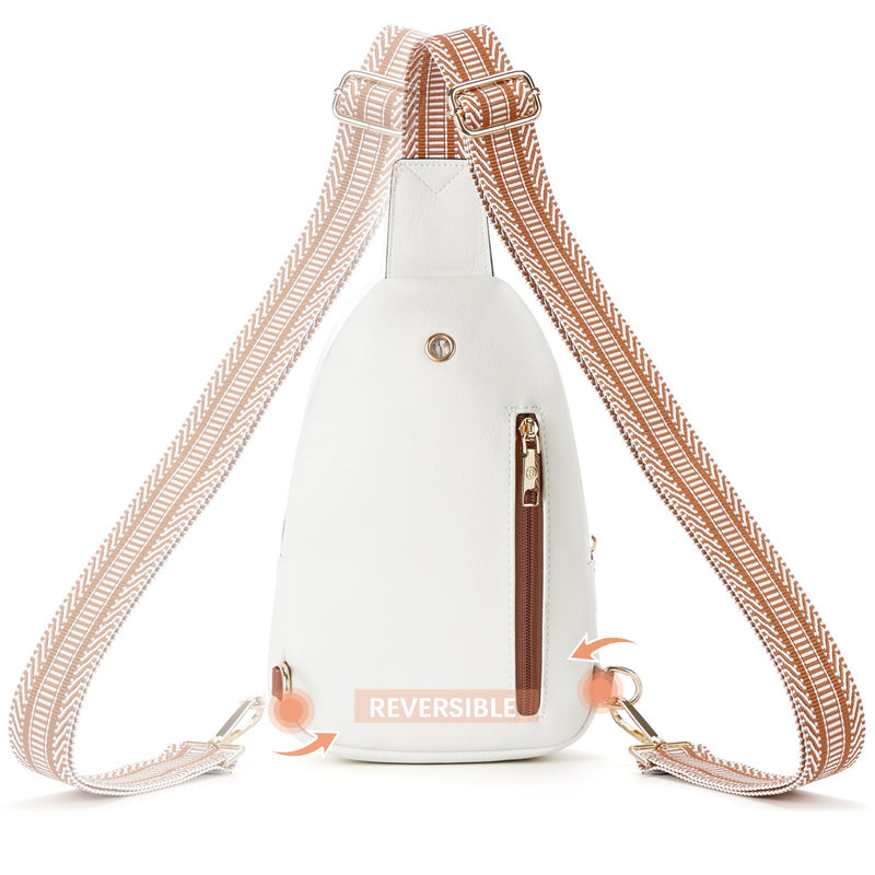 BOSTANTEN Sling Bag for Women Leather Crossbody Bags Fanny Pack Chest Bag for Travel | Adjustable Wide Strap, Small, Anti Theft, Lightweight, Multi Pockets and Carrying Way, Card Slot, Cute Trendy for Everyday A-beige