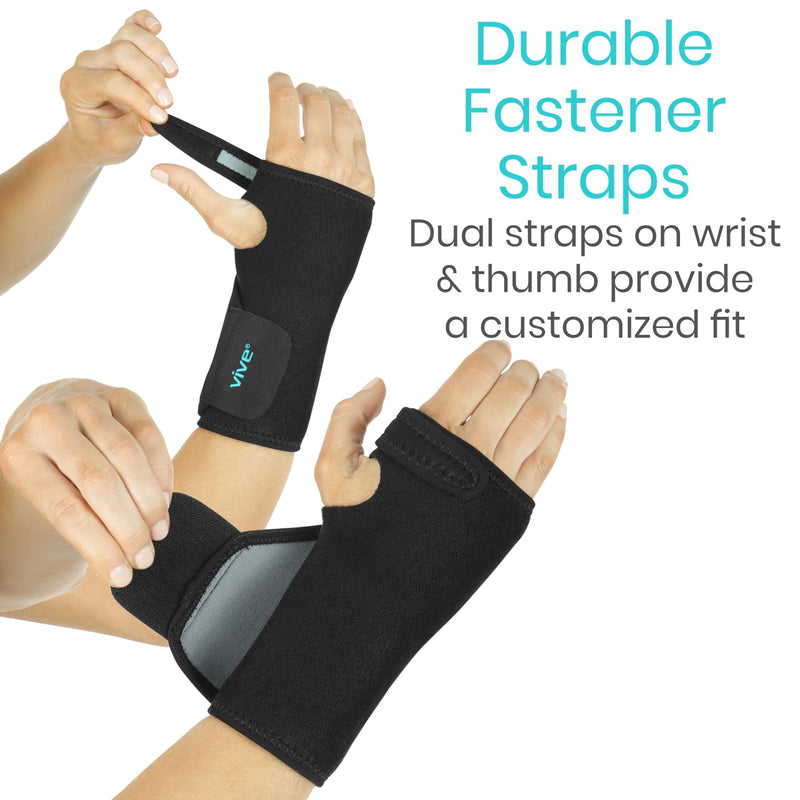 Vive Wrist Brace - Carpal Tunnel Hand Compression Support Wrap for Men, Women, Tendinitis, Bowling, Sports Injuries Pain Relief - Removable Splint - Universal Ergonomic Fit (Black, Left) Black
