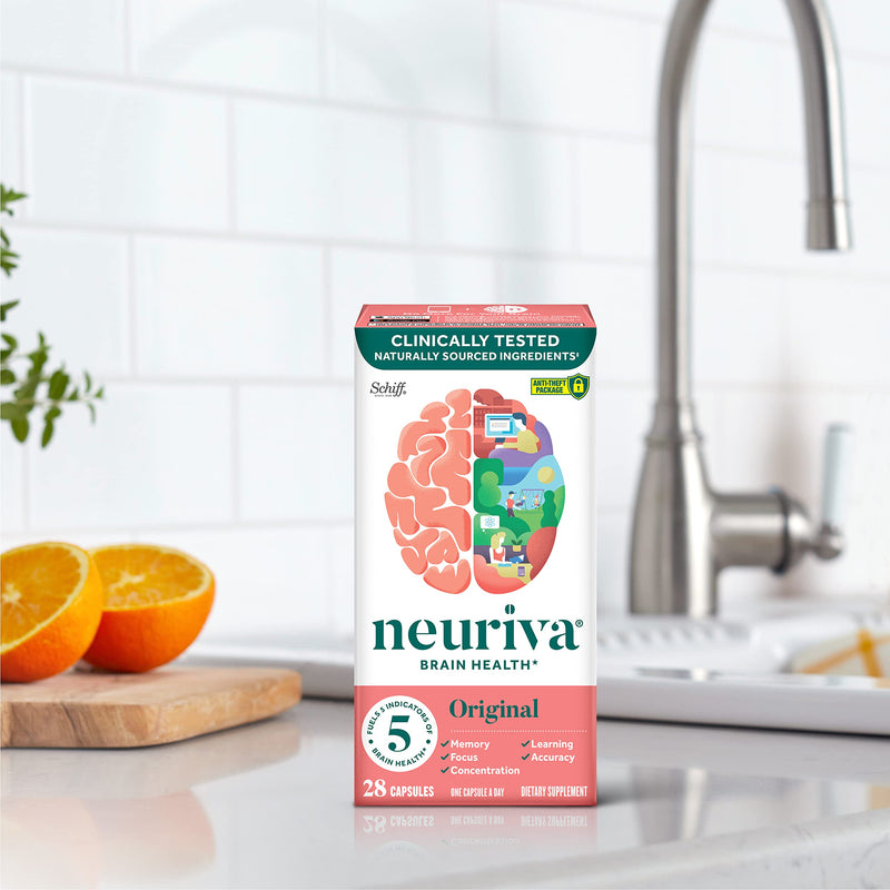 [Australia] - NEURIVA Original Decaffeinated Clinically Tested Nootropic Brain Supplement for Memory, Focus & Concentration, NeuroFactor & Phosphatidylserine, 28ct Capsules 