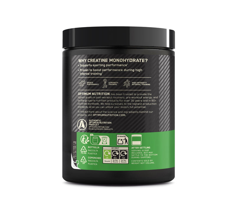 Optimum Nutrition Micronised Creatine Powder Flavoured, Blue Raspberry – 3 g creatine monohydrate per Serving, Muscle Fuel for high Intensity Training, 360 g, 80 Servings – Performance Support 360g