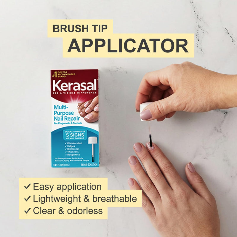 Kerasal Multi-Purpose Nail Repair, Nail Solution for Discolored and Damaged Nails, 0.43 fl oz 0.43 Fl Oz (Pack of 1)