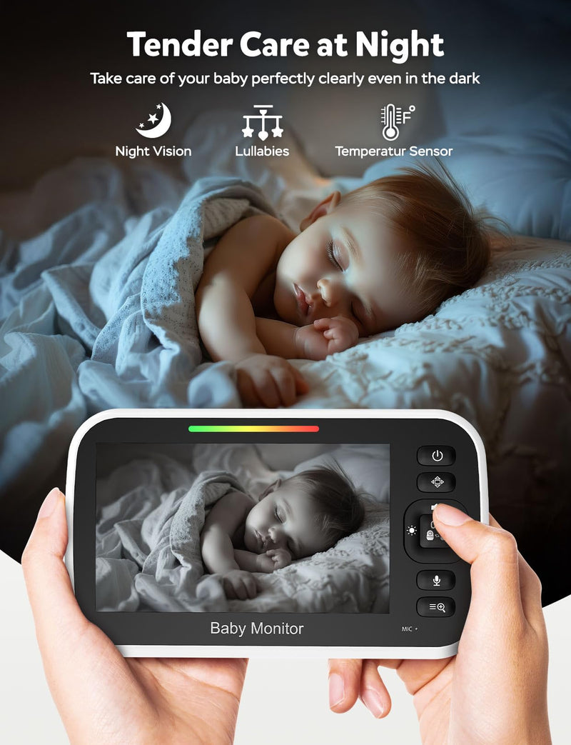 [Australia] - GoodBaby Baby Monitor with Camera and Audio - No WiFi, Remote Pan-Tilt-Zoom, Night Vision, Temperature Sensor, 2-Way Talk, 8 Lullabies, 30-Hour Battery LifeÔºå960ft Long Range 1 Camera 