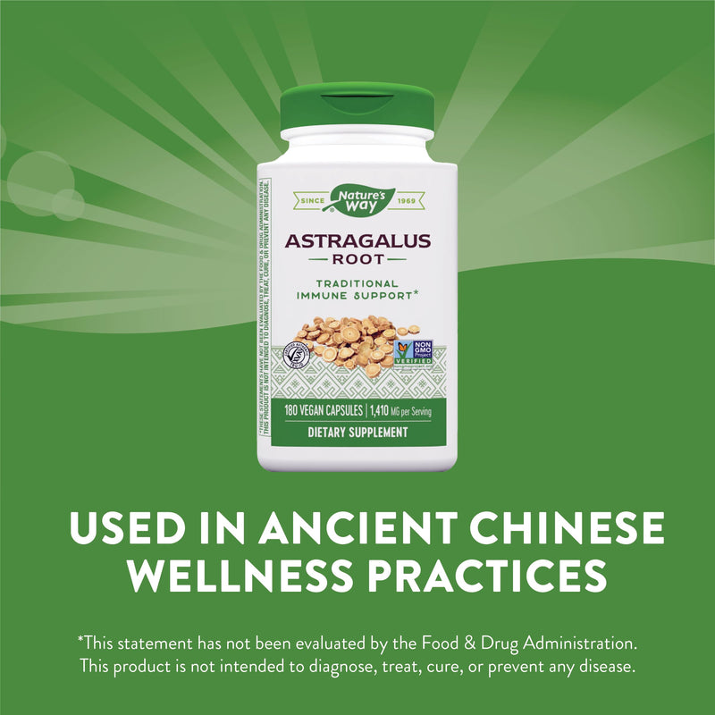 [Australia] - Nature's Way Astragalus Root - Astragalus Root Herbal Supplement - Traditional Immune Support* - Non-GMO Project Verified - Gluten & Dairy-Free - 180 Vegan Capsules 