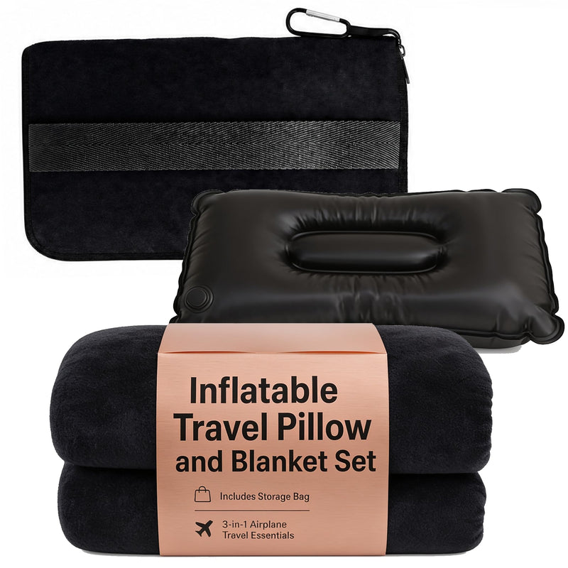 Dot&Dot Leak Proof Travel Bottles Inflatable Travel Pillow with Blanket