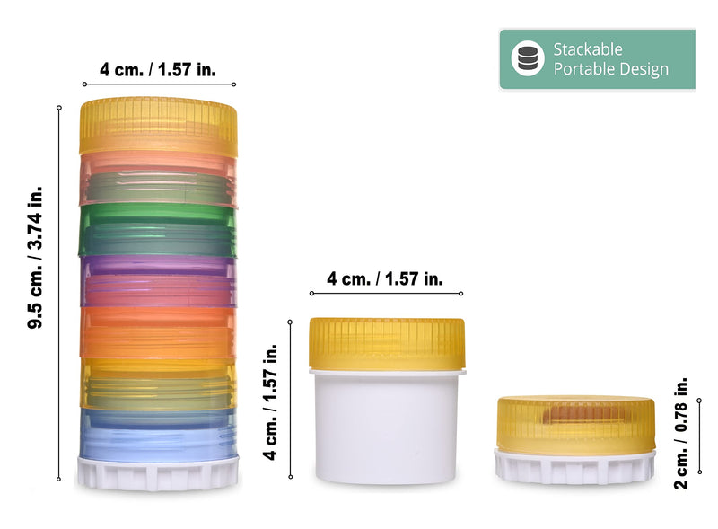Small Portable Stackable Magnetic Pill Organizer, Pill Containers with 9 Compartments, 3 Lids and 3 Magnetic Adapters, Attachable to Magnetic Calendar or Any Magnetic Surface.