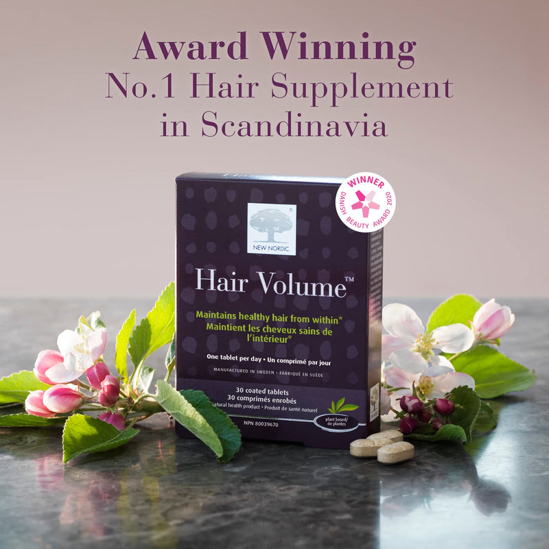 NEW NORDIC Hair Volume Daily Biotin Support Supplement | 30 Tablets | Daily hair supplement tablets made with biotin and Annurka apple extract for simple incorporation into your daily routine 30 Count (Pack of 1)