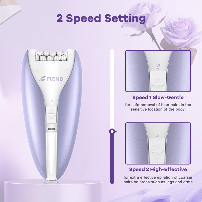 Epilator, Silent Smooth Glide Epilator for Women, 2 Speeds Facial Hair Removal Device with Silent Design, Cordless Rechargeable Hair Removal Epilators for Women Face Legs Bikini Arms Legs