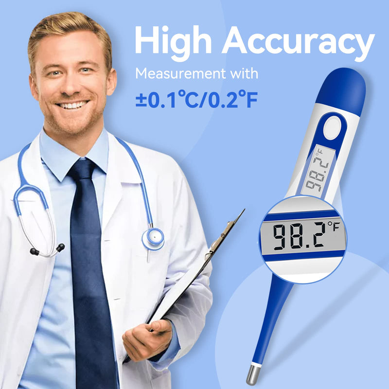 [Australia] - Berrcom Digital Thermometer for Adults, Oral and Underarm Thermometer for Baby and Kids Medical Thermometer with Fever Alarm Rectal Thermometer with Soft Tips DT-008 