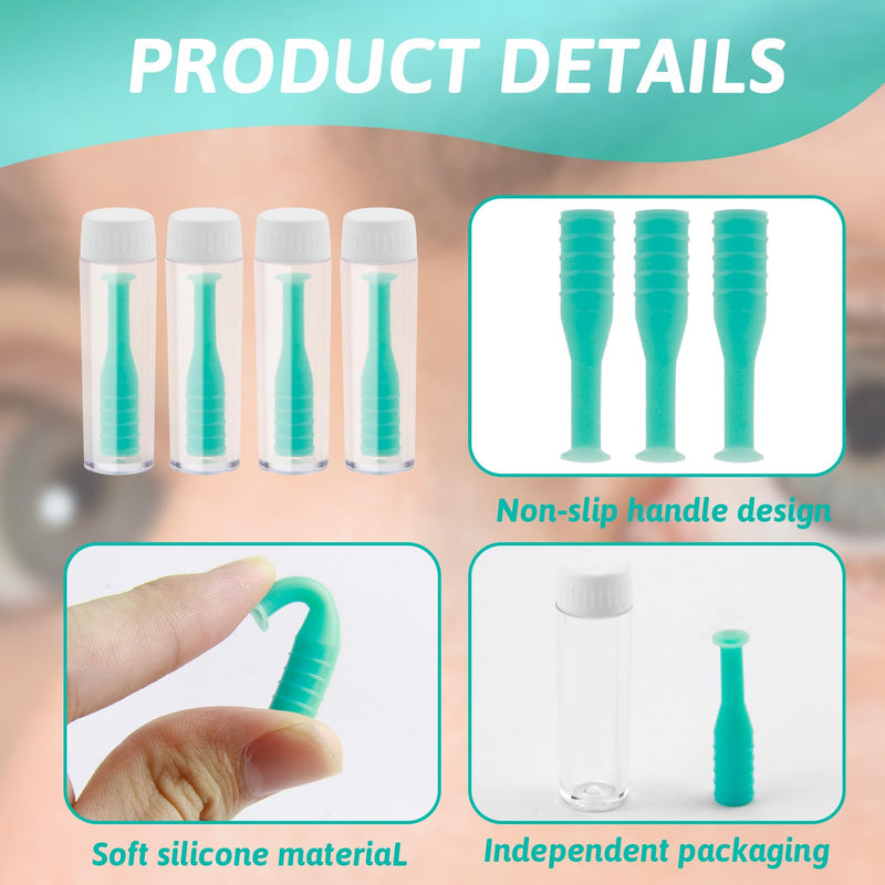 [Australia] - Pack of 4 Contact Lens Removal Silicone Contact Lens Sucker Lens Suction Lens Remover Contact Lenses with Bottles Eye Lens Remover Soft for Travel Home Use (Green) 