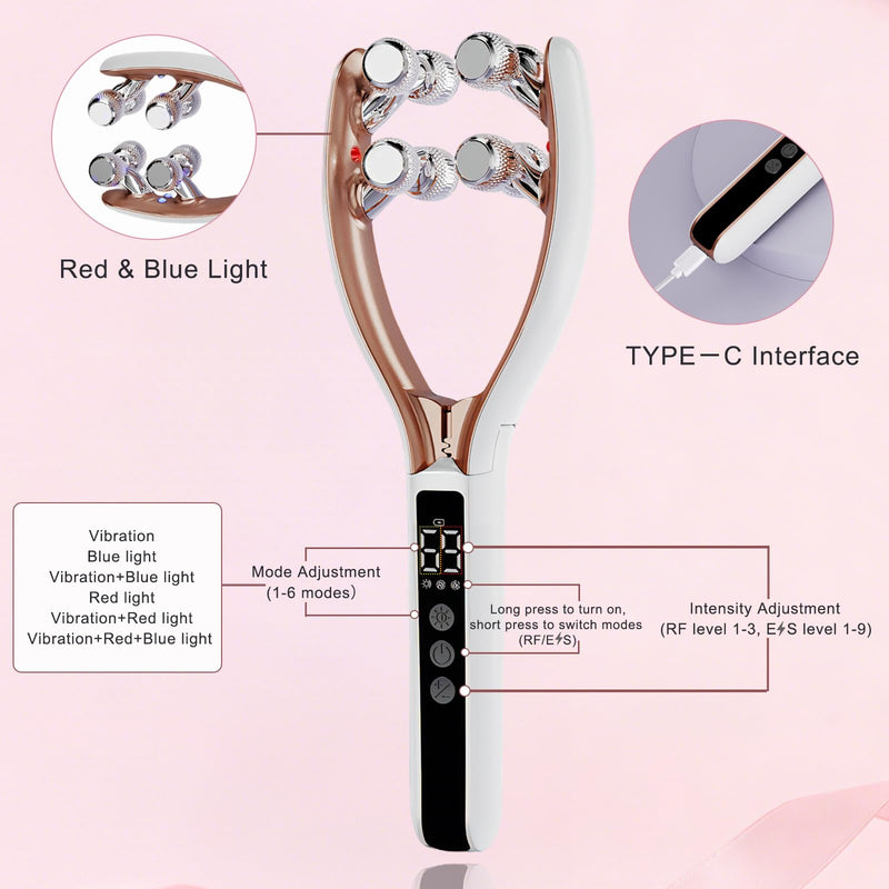 Wireless Facial Massager, 3D Roller Electric Facial Roller, Rechargeable V-Shape Sculpting & Puffiness Relief Tool, Face Roller Lymphatic Drainage for Home & Travel Use (Roller)
