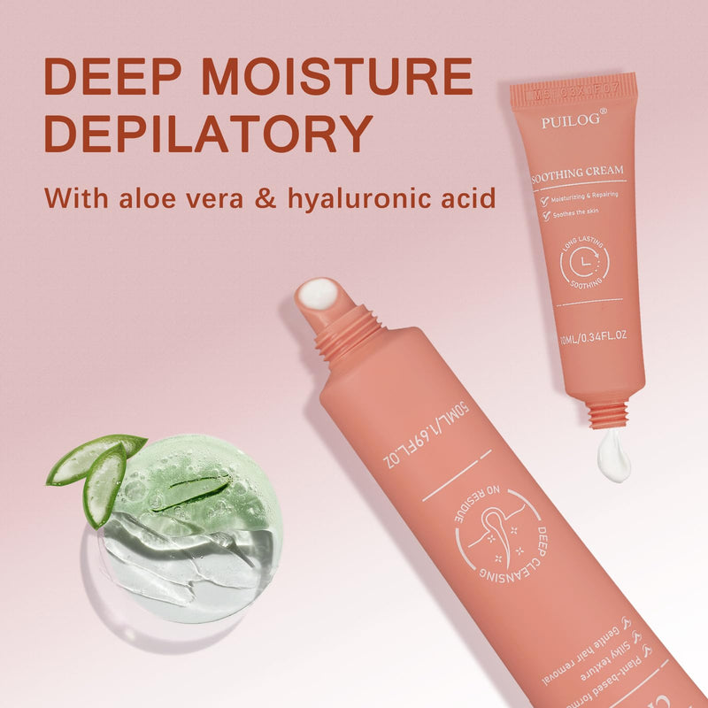 [Australia] - Facial Hair Removal Cream Kit for Women – Depilatory & Post Care Soothing Cream, 4 Min Painless & Flawless Face Hair Remover, Gentle Plant Formula for Sensitive Skin 